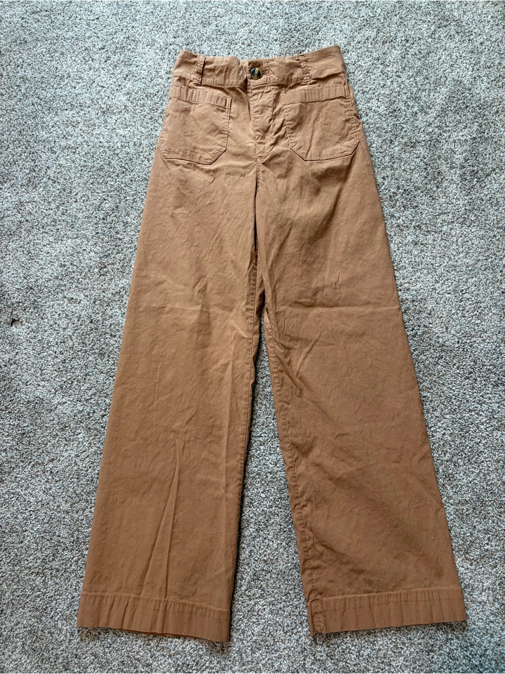 Maeve Colette Linen Blend Wide Leg Full Length Pants Camel High Rise Size 28 - Picture 4 of 12